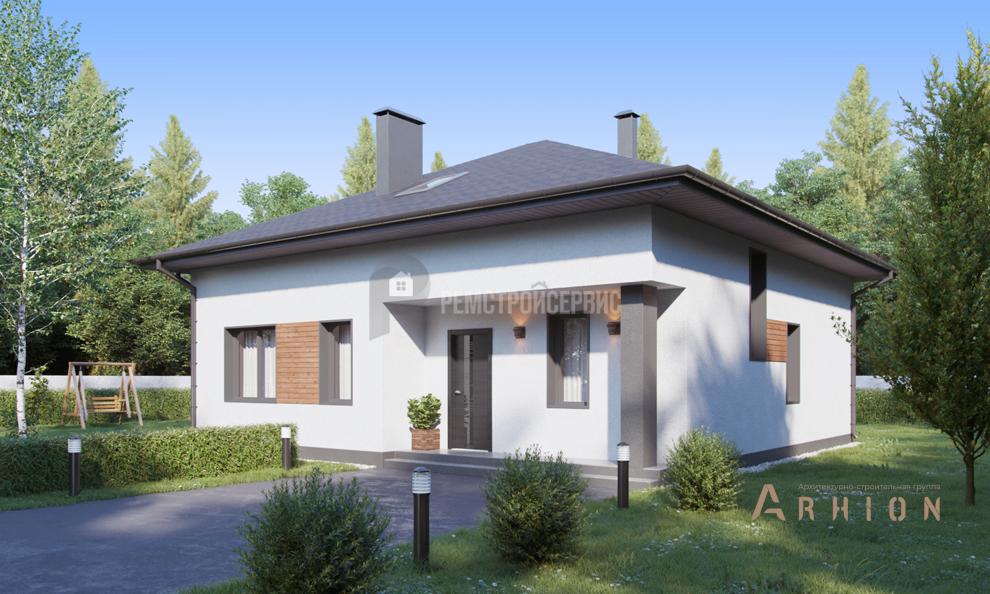 3. Проект одноэтажного дома в современном стиле с четырехскатной, t-65-01, площадью - 172 кв c мансардой, терассой